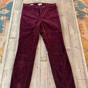 LOFT Burgundy/Maroon Corduroy Trousers - Modern Skinny